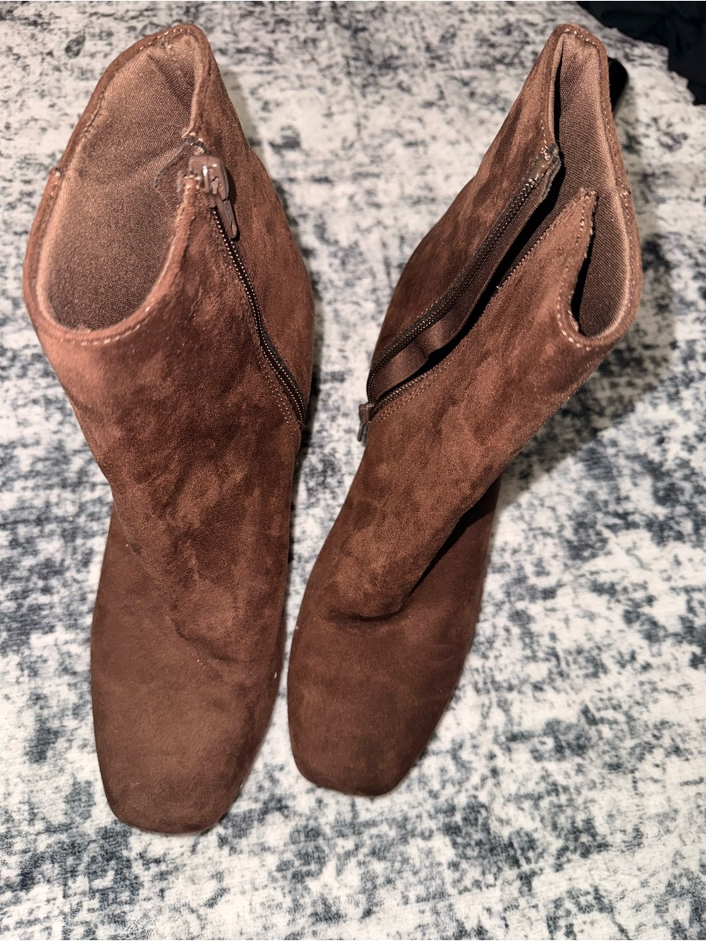 Old Navy Brown Suede Ankle Booties with Side Zip